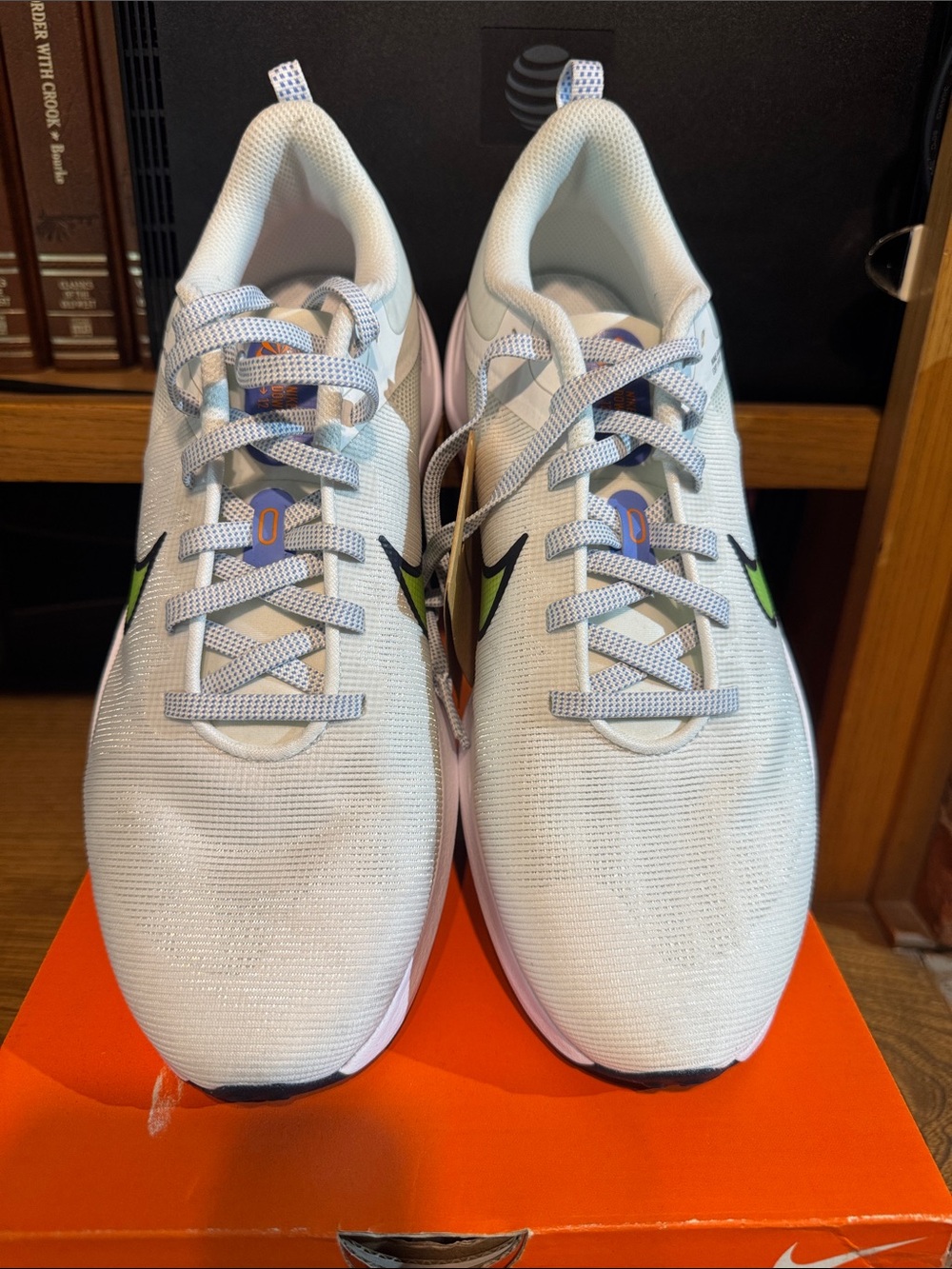 Nike Women’s White Running Shoes with Black and Lime Accents